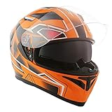 1STorm Motorcycle Street Bike Dual Visor/Sun Visor Full Face Helmet Panther Orange, Size Large (57-58 CM,22.4/22.8 Inch)