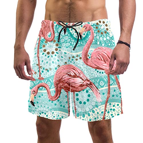 Maillots de bain hommes JDEZ à motif flamants roses et plantes tropicales