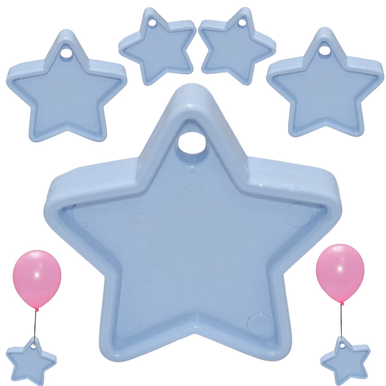 Colorful Helium Balloon Weights Star Shaped Balloon Weights Plastic Balloon Pack of 5,10 and 25 Weights for Balloons Birthday Wedding Party Decorations Supplies (Baby Blue, 25)