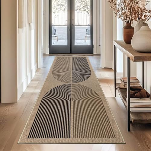 Capslpad Tapis de couloir, 80 x 200 cm, aspect jute, naturel, lavable, noir, marron, antidérapant,...