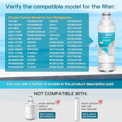 Image of ICEPURE Alkaline DA97-17376B Refrigerator Water Filter Replacement for Samsung HAF-QIN /EXP, DA97-08006C, WD-F45, WS645A RS27T5200SR RS22T5201SR RF28R7201SR RF32CG5400SR RF23M8070SG, Enhances PH, 2Pack