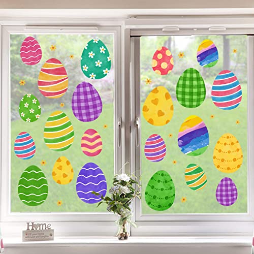 Pawliss Easter Window Decorations, Extra Large Easter Egg Window Cings, Cute Hand-Drawn Watercolor Eggs Decor For Kids Shcool Home Office Party Supplies, Spring Decals For Glass Windows, 6 Sheets #TOP4