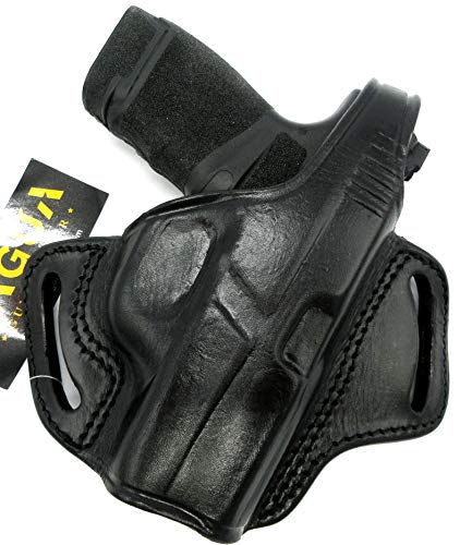 HOLSTERMART USA TAGUA Right Hand Black Leather Thumb Break OWB Belt Holster