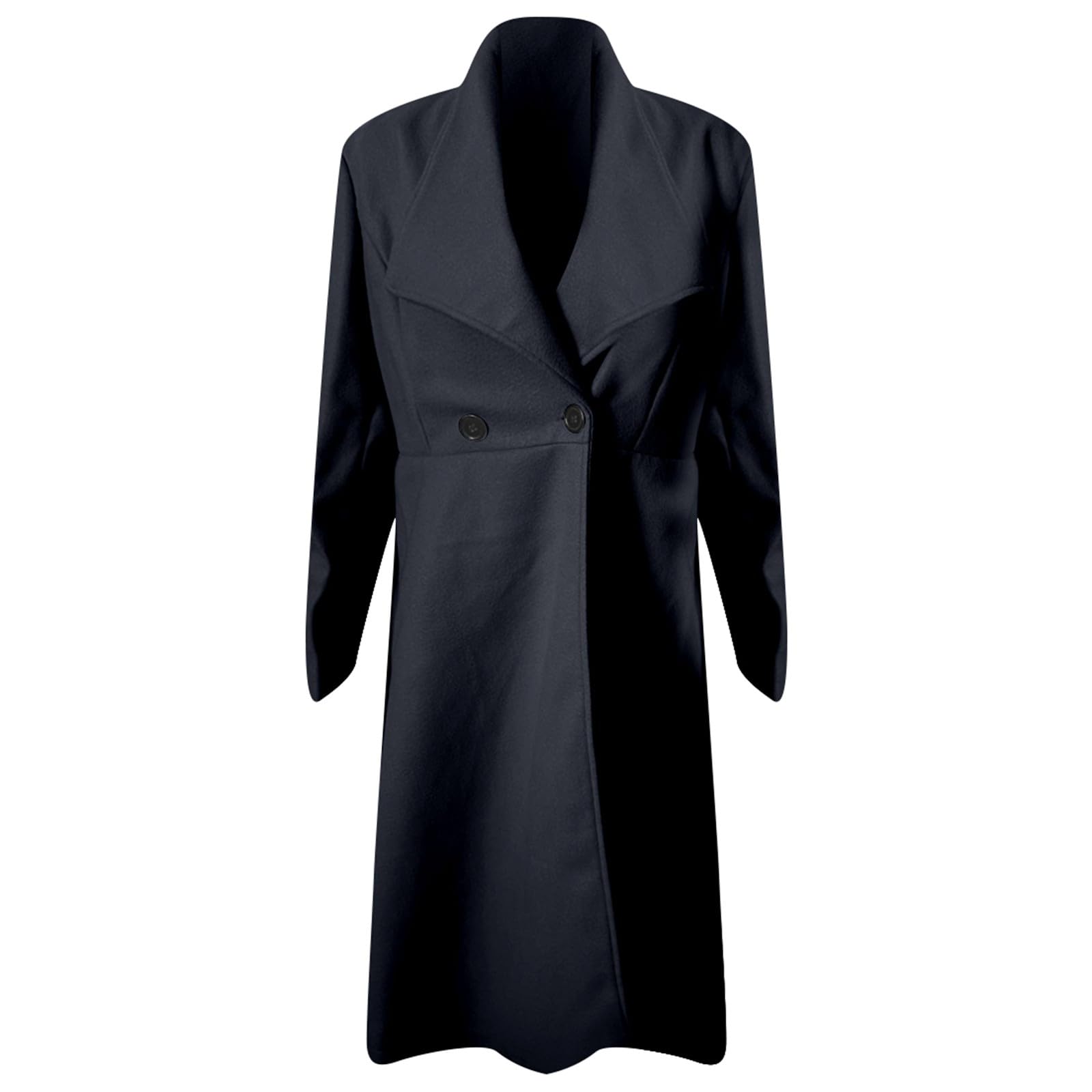 Abrigo largo de mezcla de lana para mujer 2025 – Gabardina de invierno y otoño, solapa con cinturón, totalmente forrado