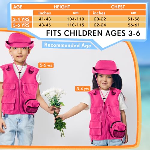Image of Ramede Kids Safari Explorer Vest and Hat Explorer Costume for Fishing Adventure Camping Boy Girls Cosplay