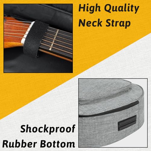 Image of LETSROCK 39 40 41 Inch Acoustic Guitar Case, Guitar Case with 0.5 Inch Waterproof Thick Adjustable Shoulder Strap Guitar Case Gig Bag with Back Hanger Loop, Gray