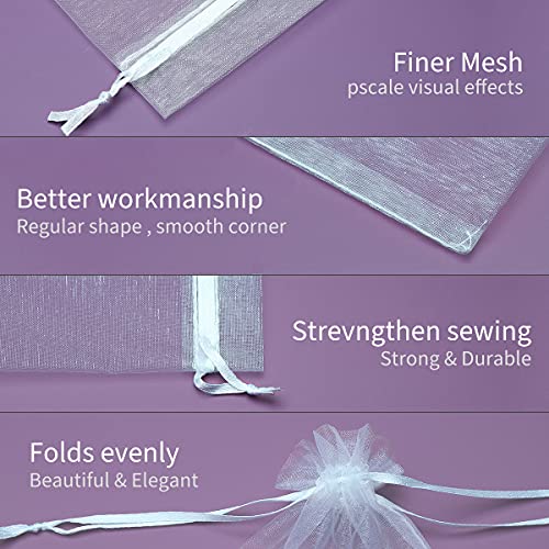 Akstore 50PCS Premium Sheer Organza Gift Bags, 3X4 inch Elegant Jewelry Pouches, Wedding Favors, Christmas Party Decorations, Bathroom Soaps & Makeup Wrapping Supplies (White)4