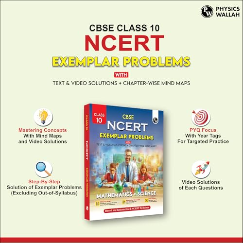 Image of PW CBSE Class 10 NCERT Exemplar Problems Mathematics and Science with Text & Video Solutions | Chapterwise Mind Maps | PYQ Tagging | Rationalised NCERT Syllabus [Paperback] PW