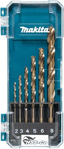 Makita D-75758 HSS-Cobalt Drill bit set for Stainless steel (2,3,4,5,6 &amp; 8mm)