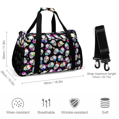Skull Travel Duffle Bags Foldable Gym Bag Weekender Overnight Bags Carry On Beach Handbag2