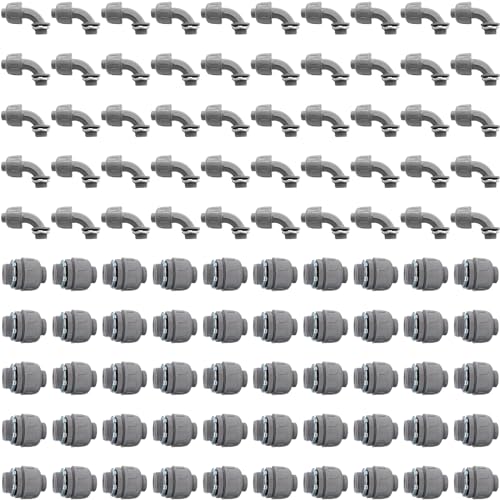 Aonlbra 100Pcs,1/2 Inch Liquid Tight Connector PVC Electrical Conduit Fittings Flexible Conduit Connector for Home Kitchen Bathroom Tube Tool Supplies,UL Listed(90 Degree and 180 Degree)
