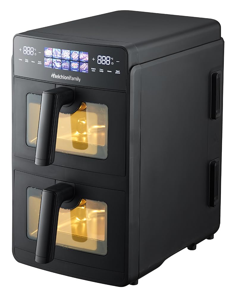Friggitrice ad Aria Melchioni Giulia Doppio Cassetto Verticale 10L 2600W Display a Led Colorato Doppia Resistenza Silenziosa con Timer by Dimensione Elettronica S.R.L.