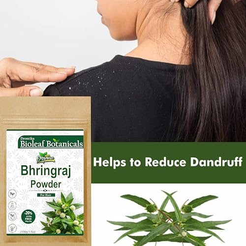 Image of Bioleaf Botanicals Organic Bhringraj & Reetha Powder 200gm - Ayurvedic Hair Care Blend for Strong, Shiny Hair & Scalp Health