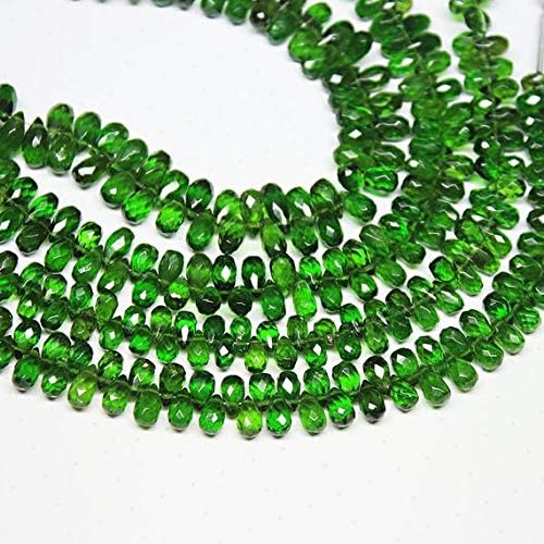 chrome diopside tear drop faceted 6'' long strand gemstone beads, jewelry supplies for jewelry making, bulk beads, for meditation jewellery gemstone 6mm to 7mm