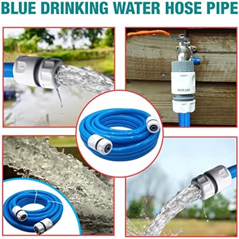 Water Hose  Premium Food Grade Water Hose with Hose Connector Set  3-ply Hose Pipe for Caravan, Motorhome and Boat  ½-inch Standard Hose Size  Click-Lock Type Connectors  10m. Set by MYPURECORE