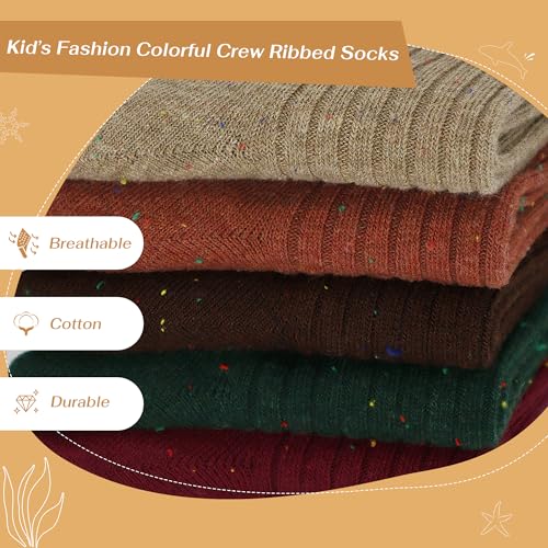 SERISIMPLE Kids Crew Socks Colorful Cute Thin Cotton Casual Mid-Calf Ribbed Sock Fashion Vertical Stripe Boy Girls 5 Pairs3