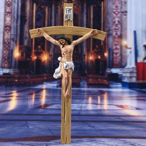 Crucifijo de Jesús para pared Mimoqk y figuras de oración 4