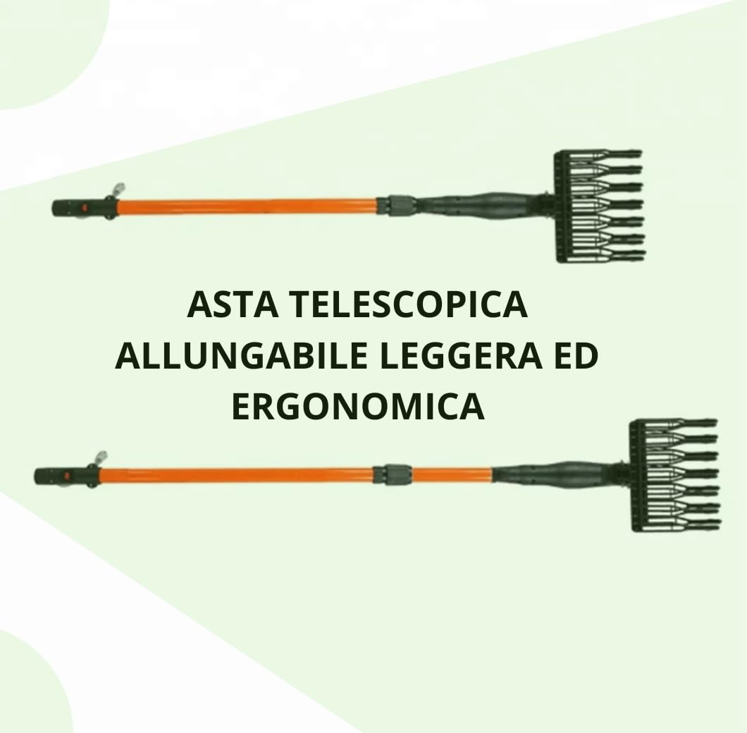 Abbacchiatore Elettrico telescopico per Olive, Batteria 12V, 400W, Fino a 1000 Colpi/min. Leggero, ergonomico, Facile da Usare, con Cavi e Morsetti per Un Collegamento rapido e Sicuro.