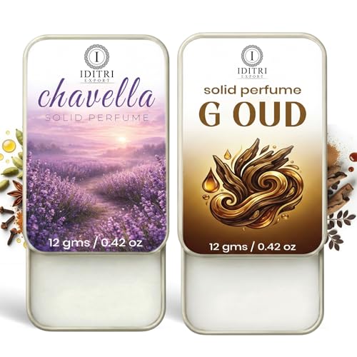 Image of Solid Perfume |G oud&Chavella Alcohol Free Wax Perfume Balm, Long Lasting | Pocket Tin 12g, Pack Of 2| Non Greasy Smooth Glide, Travel Friendly Men And Women