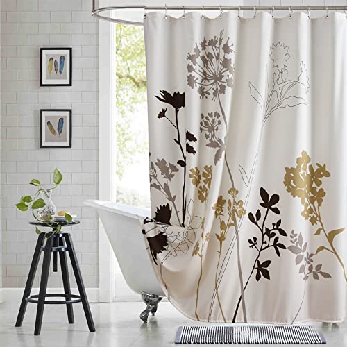 SD SDLIVING Silhouette Brown Fabric Shower Curtains,Printed Waterproof Polyester Plants Shower Curtain for Bathroom,72