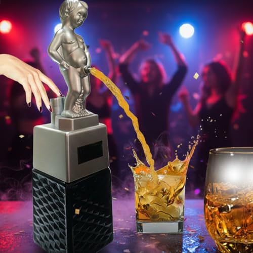 Image of BARRAID Bonny Boy Silver Manneken PIS Whiskey & Wine Dispenser - 500ml Battery Operated Beverage Decanter | Funny Bar Accessory & Automatic Liquor Pourer | Ideal Gift for Husband, Boyfriend, or Boss