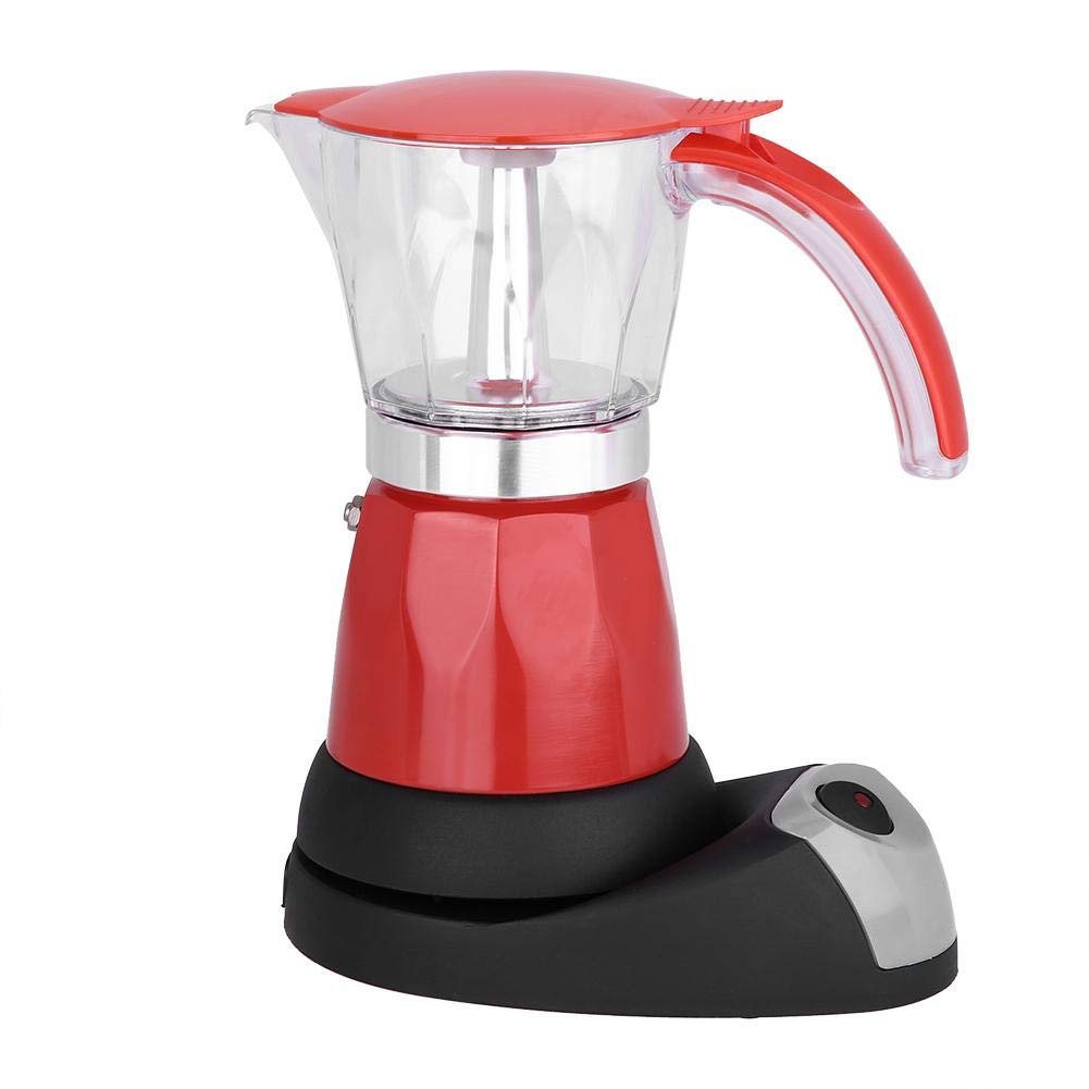 Aramox Cafetière Électrique à Espresso Moka, 300 ML, 6 Tasses, 480W, Rouge, Style Italien