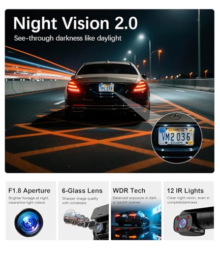 Image of 4K Dash Cam 360 View, 5 Channel Front and Rear Dash Camera for Cars, Built-in 5GHz Wi-Fi GPS, Voice Control, Free 128G Card,Night Vision,24H Parking Mode,G-Sensor