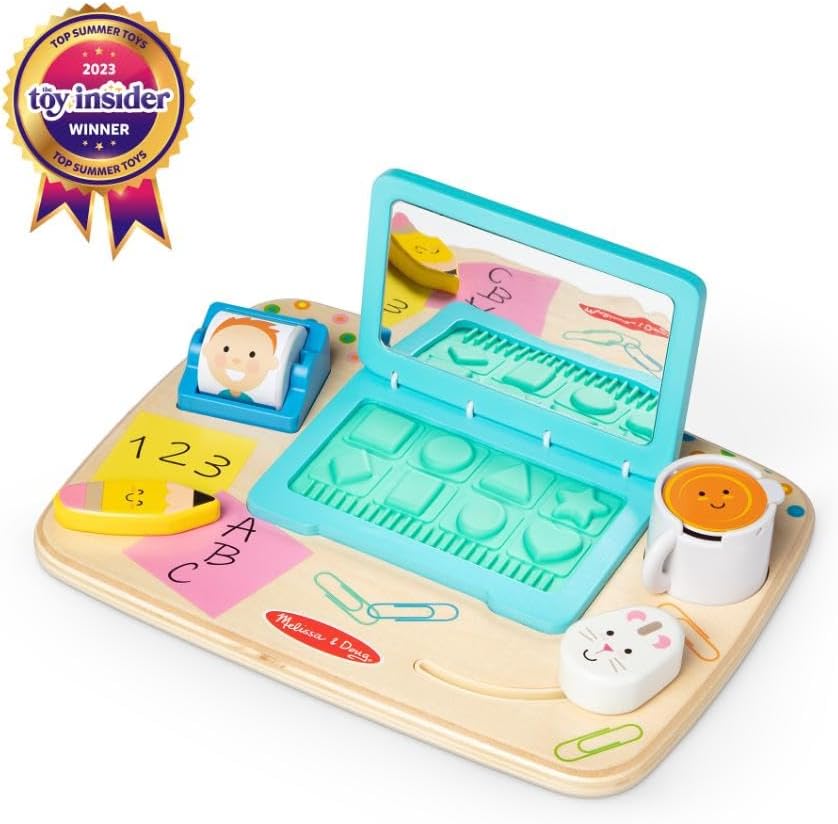 Melissa & Doug Wooden Work & Play Desktop Activity Board, Multi-coloured - Image 4