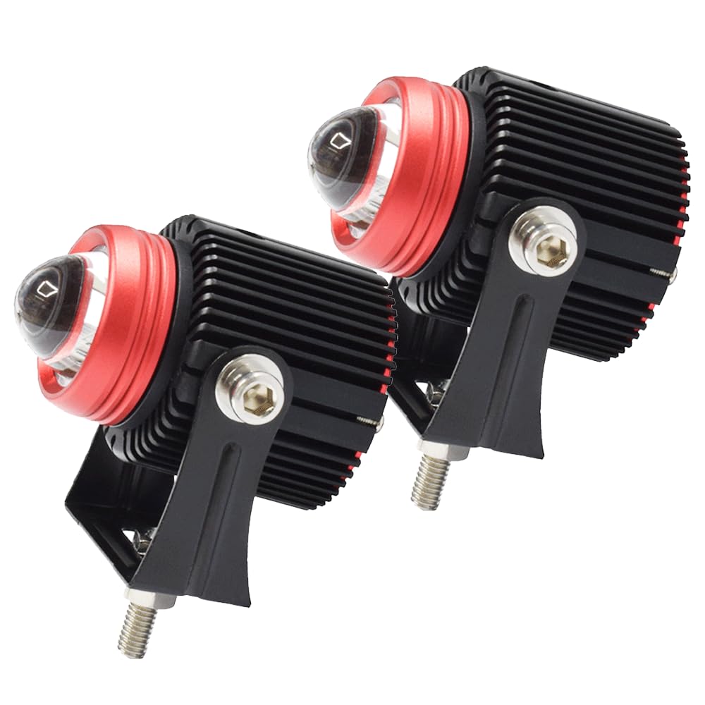 Faro Delantero LED Moto, Foco led Tractor, Faro Auxiliar Offroad, DC 12V 24V, 20W, Luz Blanca y Luz Amarilla Combinadas, Luz Antiniebla led para Coche, Camión y ATV, 2 Modos, 2 Piezas