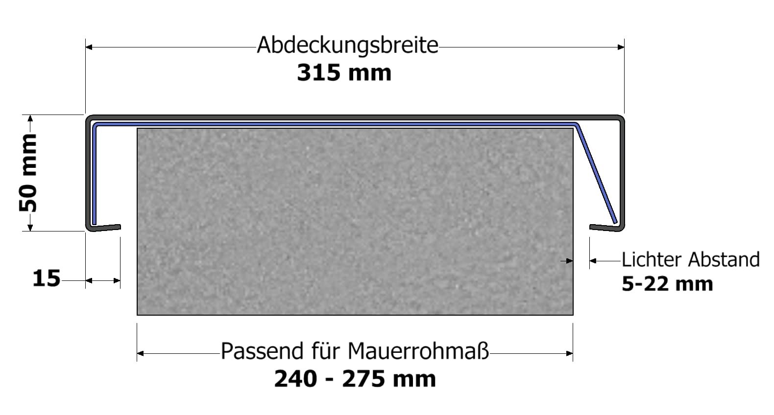 Alu-Mauerabdeckung Komplettsystem 1,0 m XL Anthrazit RAL 7016
