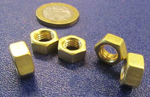 Brass Hex Nuts RH M7 x 1 Thread x 11mm W x 5.5mm H 20 Pcs
