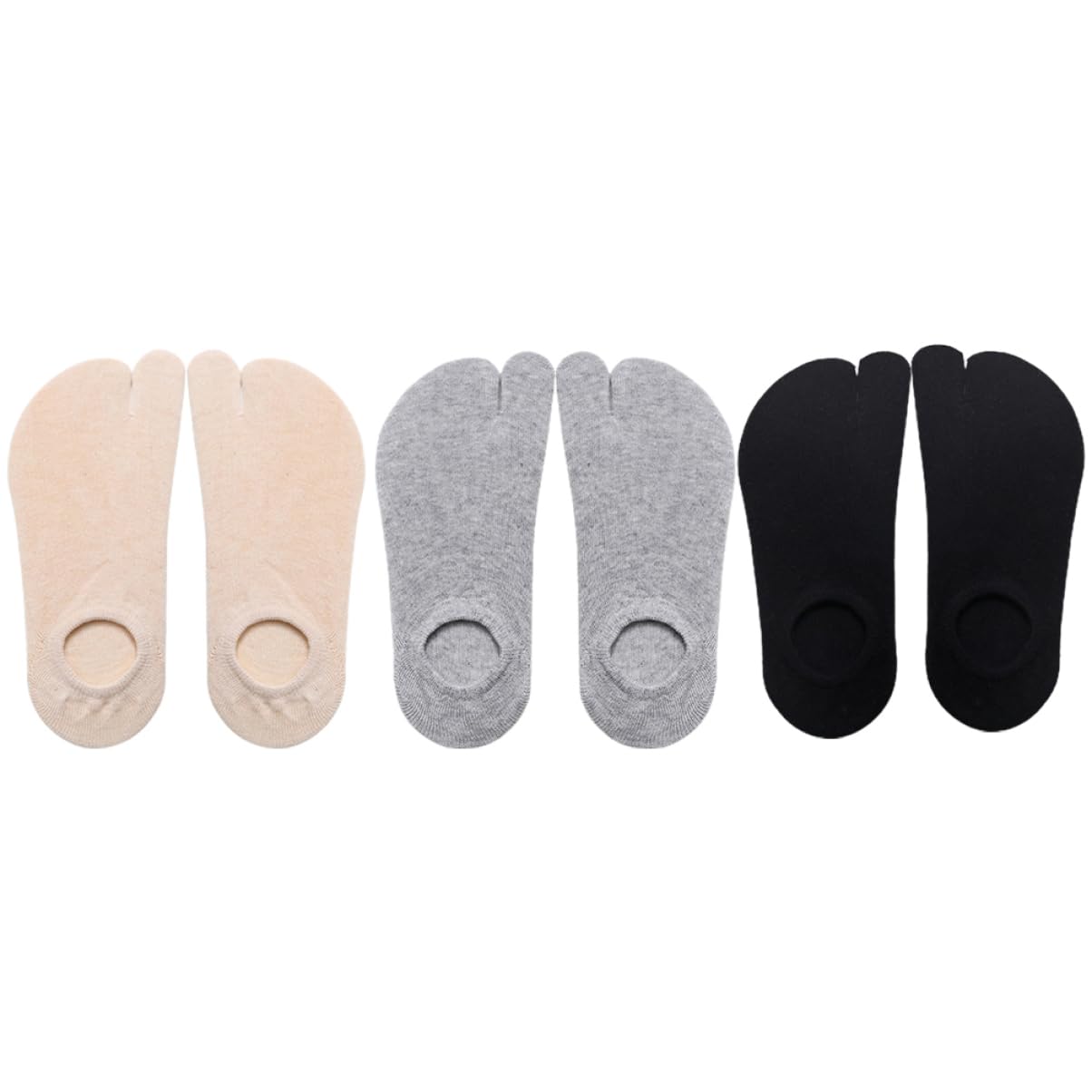 SHERCHPRY 3sets Toe Separating Cotton Socks Two Toes Socks for Women Low Cut 3pairs*3