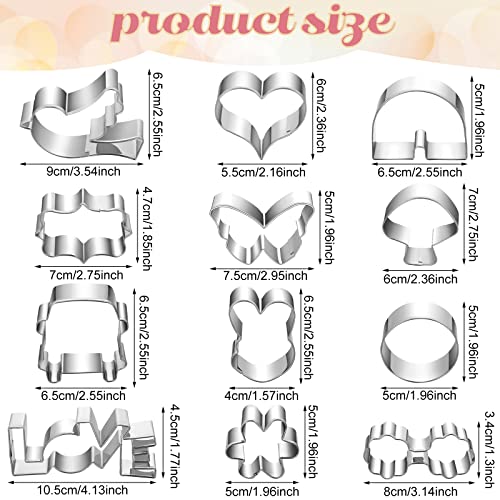 Two Groovy Cookie Cutters Set Stainless Steel Cookie Molds Bus Butterfly Heart Flower Cookie Cutters Kitchen Baking Biscuit Cutter Metal Cookie Cutters For Hippie Groovy Party (Groovy Cookie, 12 Pcs) #TOP1