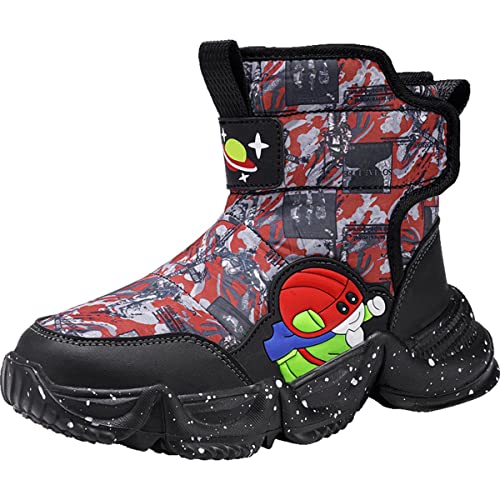 YUKTOPA Boys Girls Snow Boots Waterproof Mid Calf Winter Warm Boots Slip Resistant Cold Weather Outdoor Boots