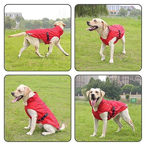 Waterproof Dog Coat Winter Warm Jacket, Dog Windproof Waterproof Coat with Fleece Lining Thicker Section, Adjustable Winter Warm Dog Jacket, Suitable for Large Dogs - 2XL Red - Image 4