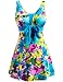 Wantdo Women's Push Up Swimsuit Swimwear Suit Beachwear Plus Size Swimdress, LakeBlueFlower, XL(US 8-10)