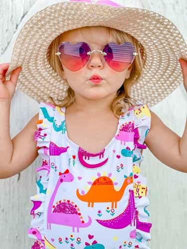 Image of RAISEVERN Baby Girls Swimsuit Ruffles Bathing Suits Cute Beach Sport Swimming Backless Summer One Piece Swimwear 2-7 Years