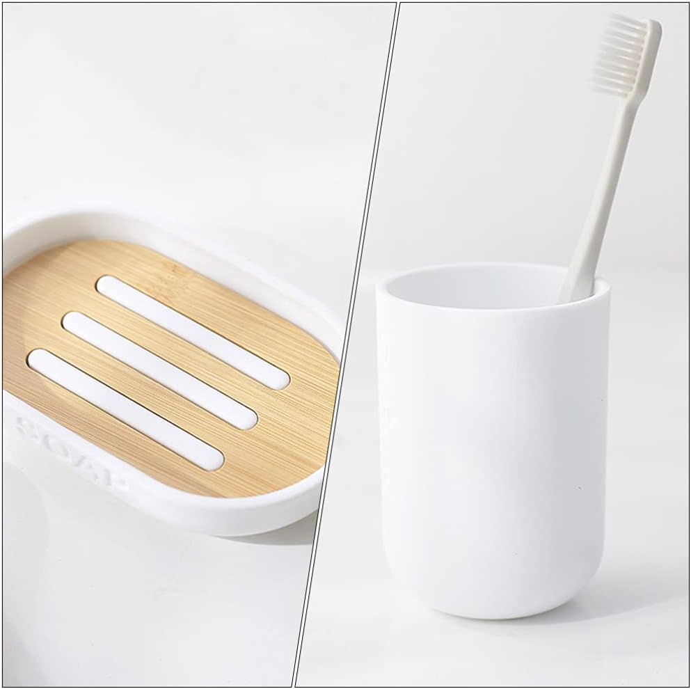 Cabilock 1set Bathroom Accessory Toothbrush Cup Soap Dish Liquid Soap Dispenser and Mouthwash Cup Stylish and Practical Storage for Home Use