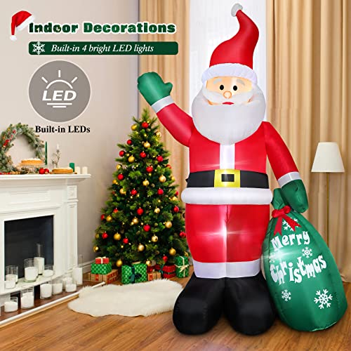8 Ft Christmas Inflatable Santa Claus Outdoor Decoration For Yard, Blow Up Santa Decor With Big Gift Bag, Built-In Led Lights For Garden Patio Lawn Home Indoor Winter Holiday Party, Ip44 Weatherproof #TOP6
