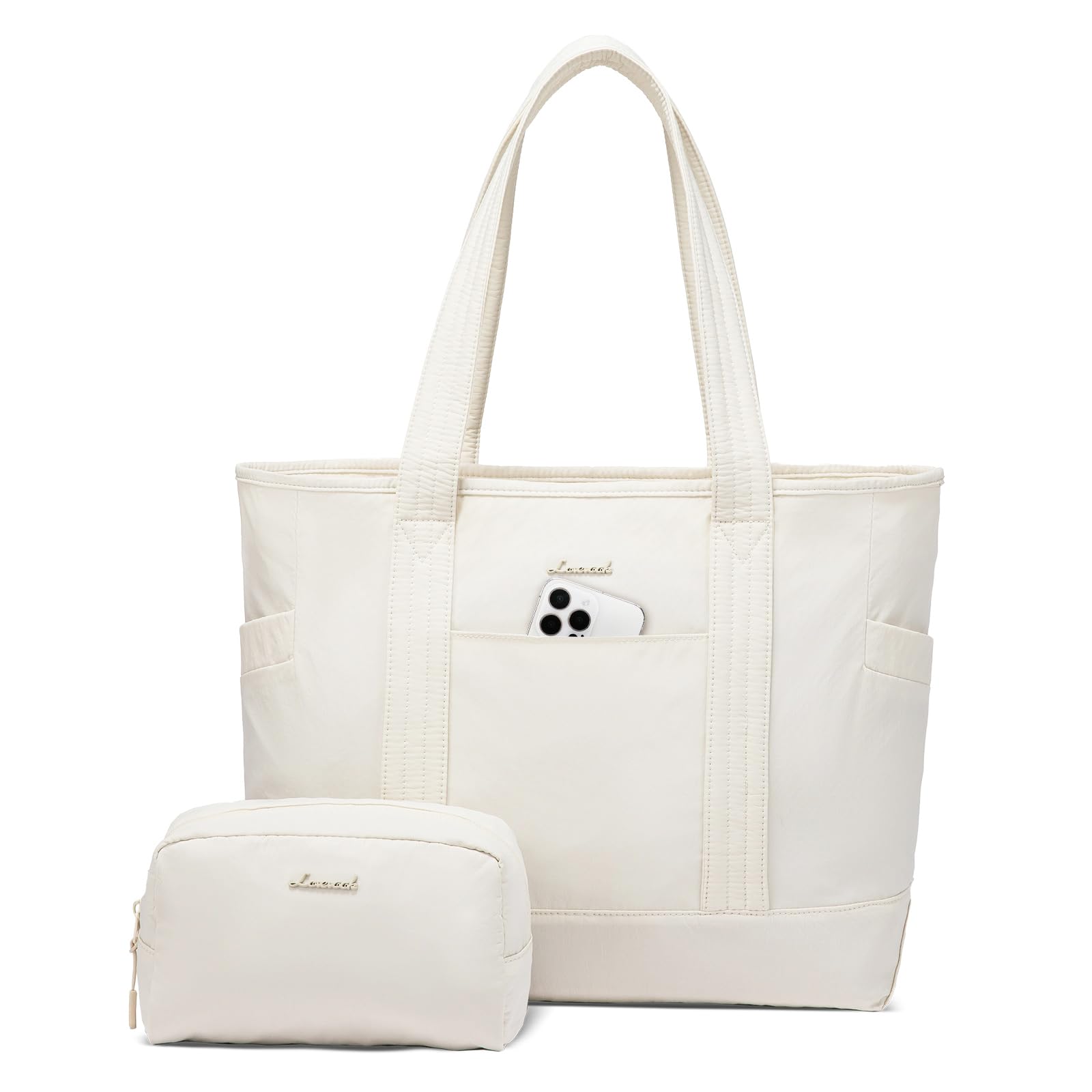 LOVEVOOK Handtasche Damen Groß Shopper Tasche Laptoptasche 15.6 Zoll Tote Bag Women Arbeitstasche Bürotasche Lehrertasche Einkaufstasche Tragetasche Leicht für Schule Gym Reisen Business Daily Beige