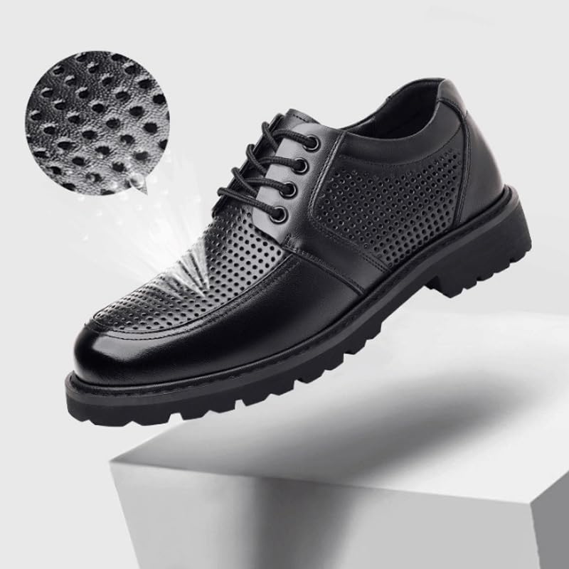 Men's Leather Lace-Up Oxford Shoes - Formal Business Attire Footwear with Shock-Absorbing Heel for Wedding Parties & Gala Events2