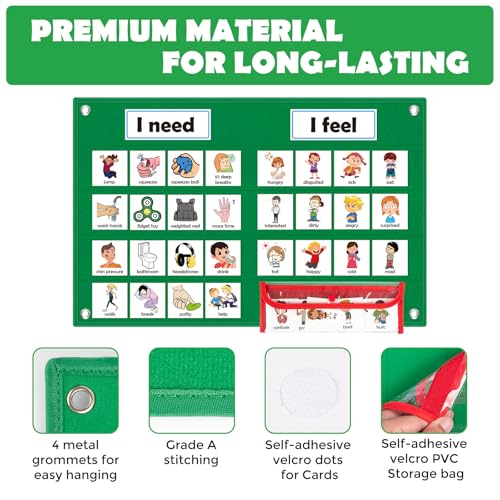 KIKIGOAL Feelings Chart For Preschool Teacher Supplies, Social Emotional Learning Pocket Chart, Autism Visual Behavior Management, Daycare Essentials, Calm Down Corner Classroom Supplies - Image 7