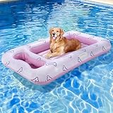 HeySplash Dog Floats for Pool, Inflatable Pool Floats for Small, Medium and Large Dogs, Pet Pool Float Built-in Area for Snacks and Toys, Dog Float for Outdoor Lake Pool Pet Water Park, Travel, Pink