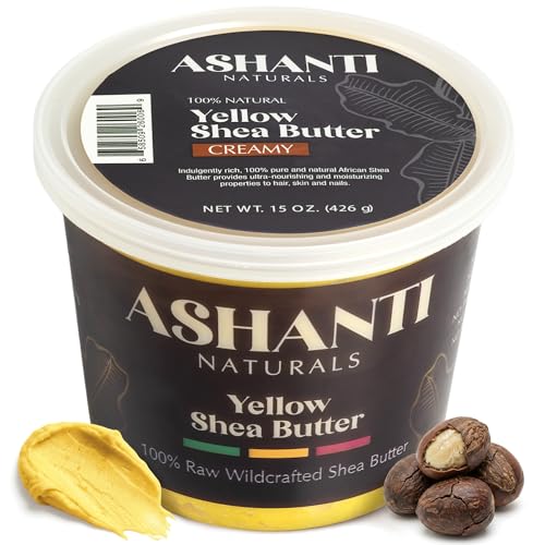 Ashanti Naturals Yellow Raw Shea Butter | Unrefined African Shea Butter | Creamy Moisturizer for Easy Application - 15 oz