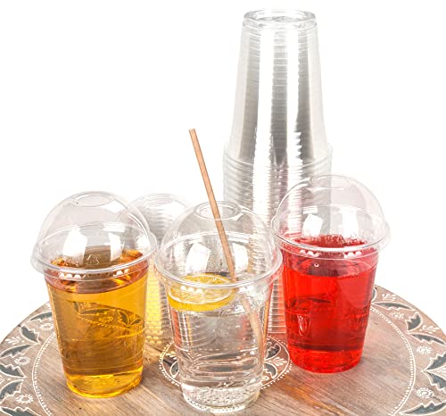 Image of Golden Apple Cup series, 16oz Clear Plastic cups with Dome lids with hole 50sets BPA free