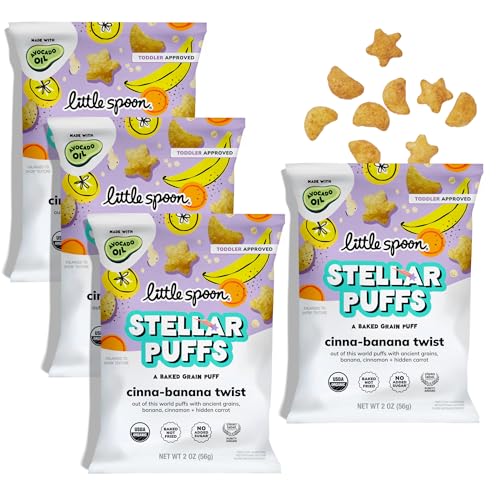 Little Spoon Stellar Puffs, Cinna-Banana Twist Toddler Snack Made...