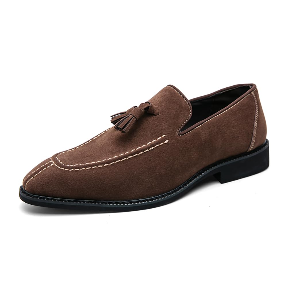 Los Hombres De Gamuza Zapatillas Mocasines Zapatos De Vestir con Borla Pisos Slip-On Prom Loafer