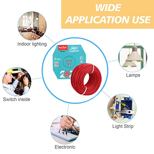 Image of KLICK Copper Wire with Triple Layer PVC Coating, Single Core Flexible Electric Cable for Domestic & Industrial Connections (1.0 mm, 90m Long, Red, 5 Pcs),KLKW05 5