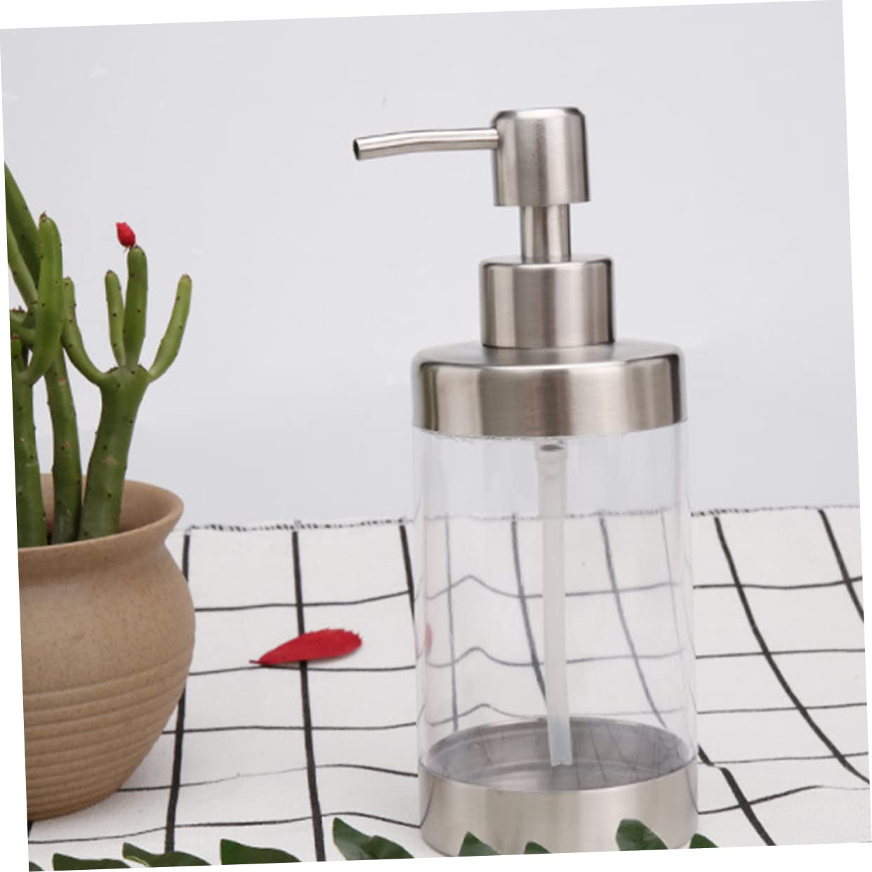 Cabilock 2piezas Dispensador De Bomba para Champú y Loción Envase Inoxidable Transparente Botellas Vacías Recargable y Reutilizable