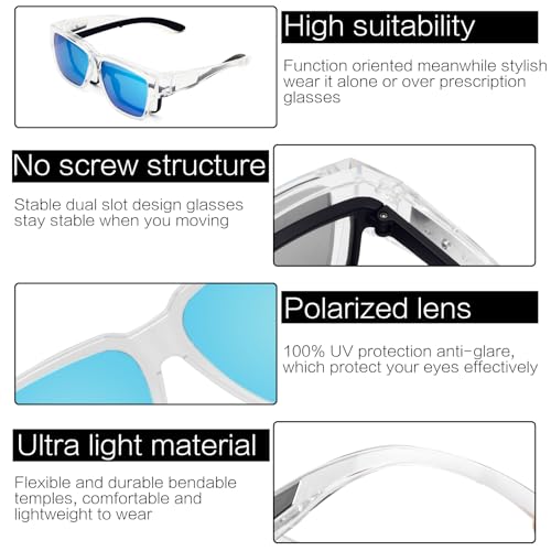 Image of Face Shadow Over Glasses Sunglasses for Men | Polarized Lightweight UV400 Unisex Fit Over Glasses